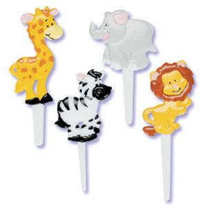 12 Zoo Animals SAFARI Cake Decorations CUPCAKE TOPPERS  