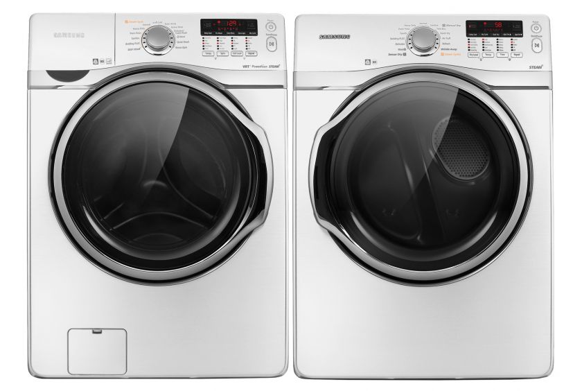 Samsung White Steam Front Load Washer & Steam Electric Dryer WF431ABW 