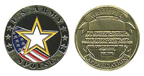 ARMY WIFE SPOUSE MILITARY GOLD COLOR CHALLENGE COIN  