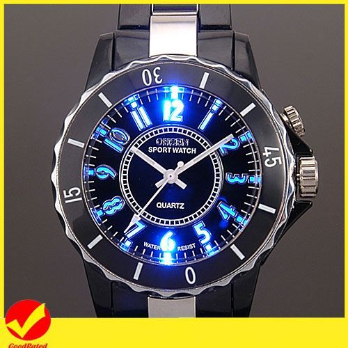 New 8 Mode LED Backlight Mens Quartz Sport Analog Watch  