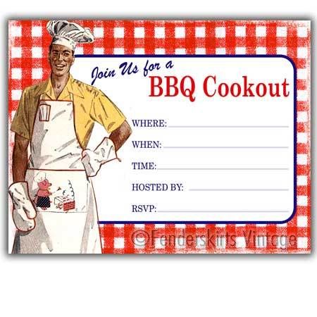 Retro Vintage 1950s BBQ Cookout Party Invitations  