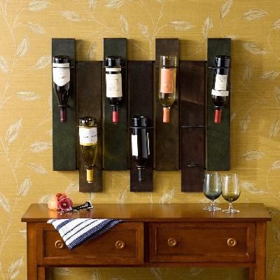 Tuscan Distressed Earth Tone Metal Wall Mount Wine Rack  