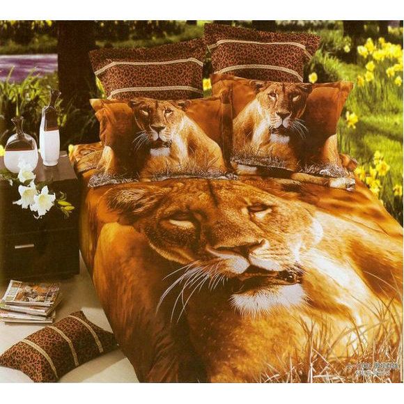 4pc Lion Print Bed in a Bag Comforter Bedding Set N04  