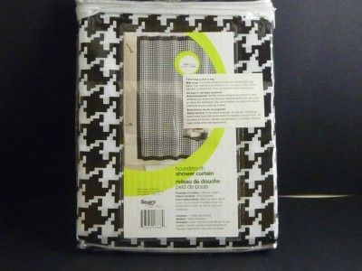 NEW Houndstooth Black & White Contemporary Shower Curtain Bathtub 