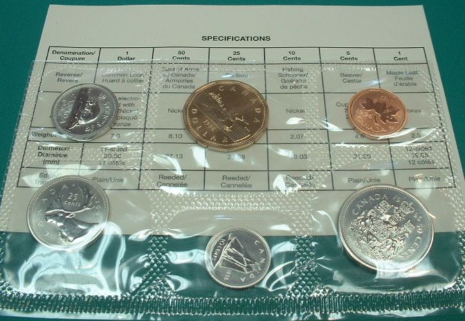   mint set issued by the royal canadian mint contains 1 5 10 25 50 1 00