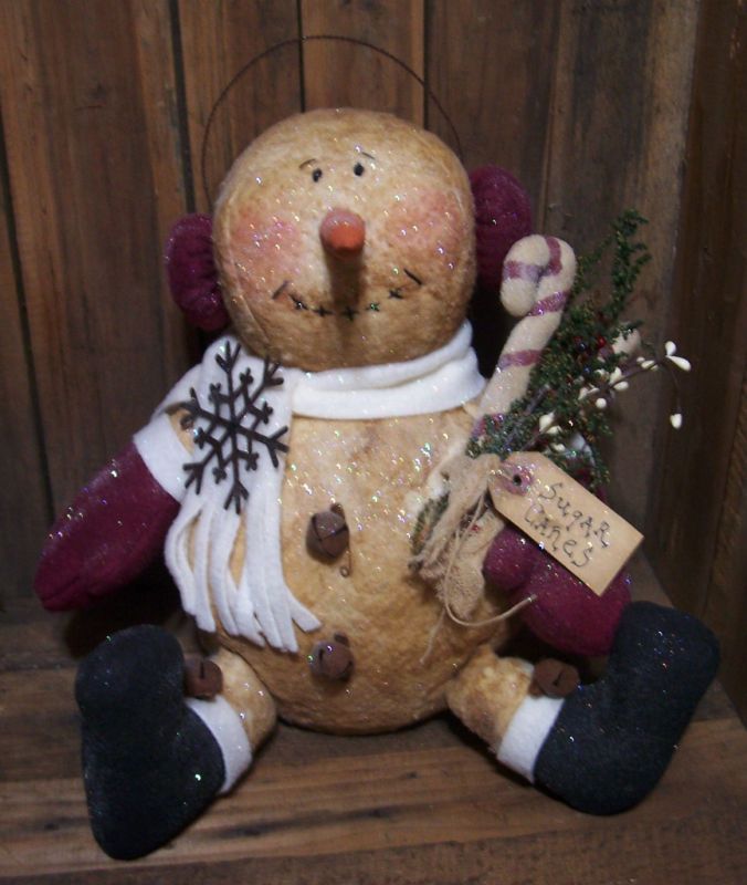 PATTERN~ PRIMITIVE/snowman/sitter/CHRISTMAS/CANES/#40  