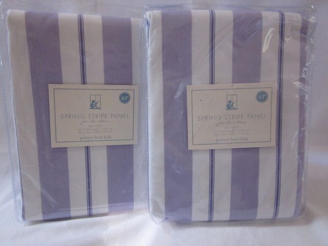 New Pottery Barn Kids SPRING STRIPE purple curtains 63  