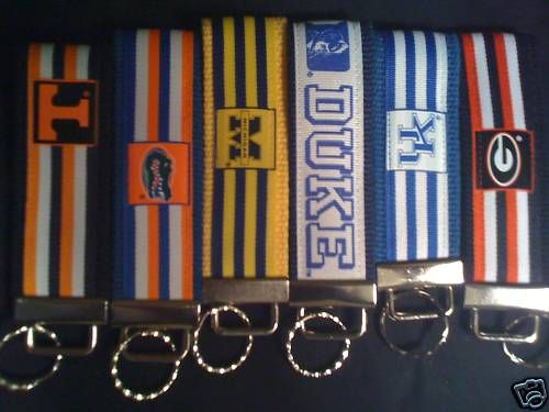 NCAA Ribbon Keychain MICHIGAN UGA OSU DUKE TEXAS *Gift*  