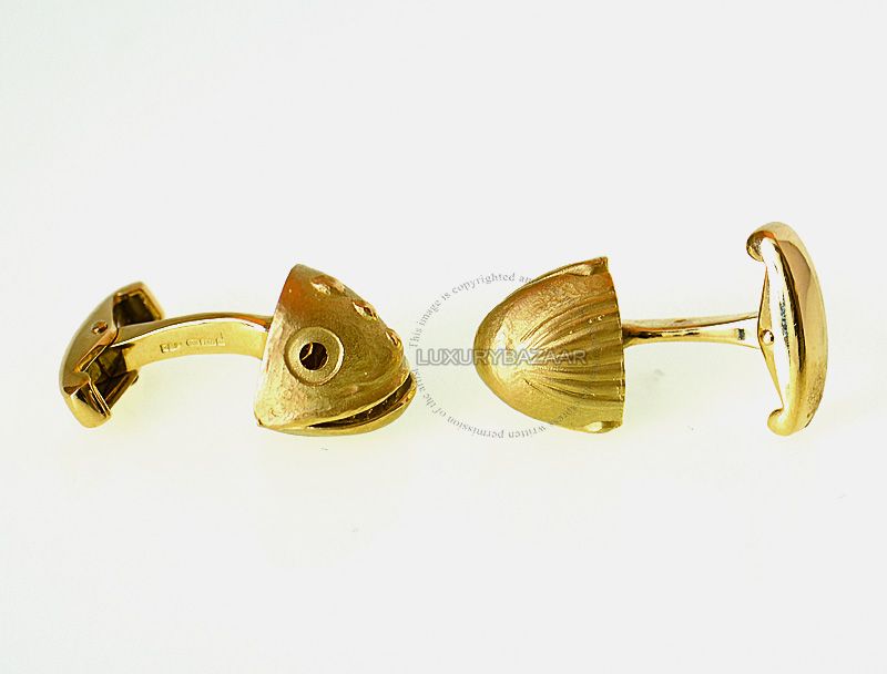 Deakin & Francis 18K Yellow Gold Diamond Catfish Head Cufflinks  