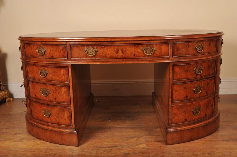 Walnut Victorian Oval Partners Desk Desks  