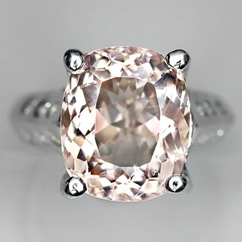 NATURAL 6.41ct VVS PEACH PINK MORGANITE DIAMOND RING  