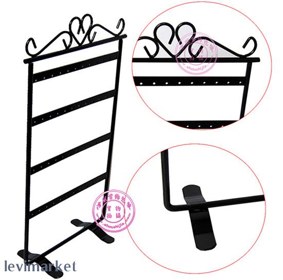 Jewelry Storage Earring Necklace Organizer Holder Black Hanging 