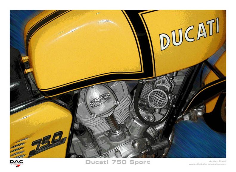 Ducati Bevel 1974 750 Sport Motorcycle Poster Print  