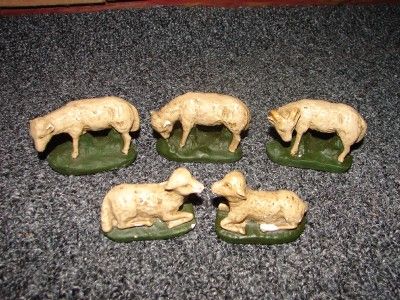 Vintage/Antique Nice Chalkware Christmas Nativity Set Germany  