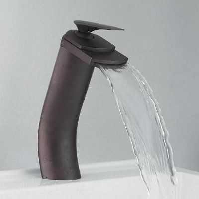   Oil Rubbed Bronze Bathroom Vessel Sink Waterfall Faucet Mixer  