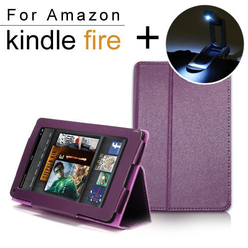 PU Leather Cover Case Shell For  Kindle Fire 3G WIFI + LED 