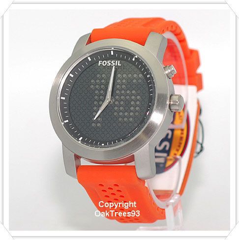 FOSSIL MENS BIG TIC ORANGE SILICONE WATCH BG2218  