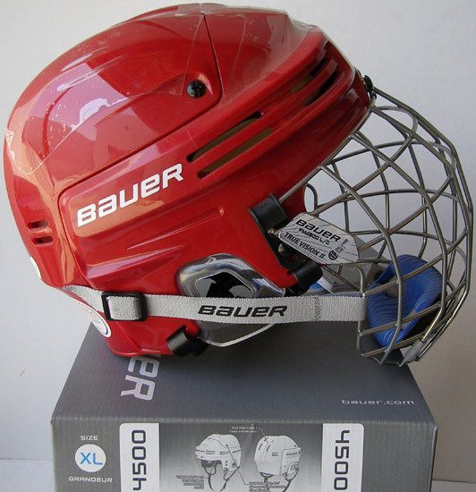 New Bauer 4500 Hockey Helmet w/ Face Cage   Red  