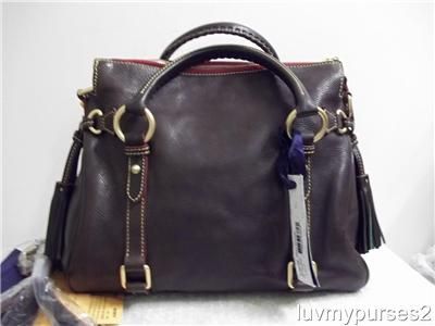 New Dooney and Bourke Florentine Vachetta Satchel In TMoro Brown 