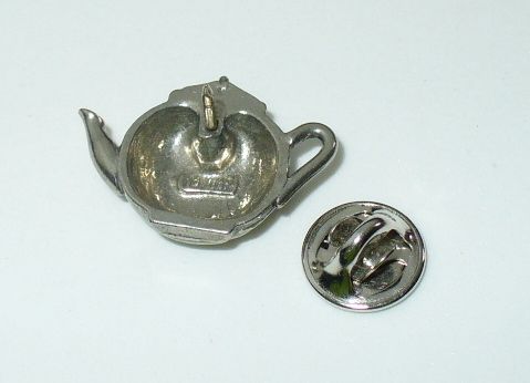 JIM CLIFT PEWTER LAPEL PIN~TEA KETTLE/TEAPOT  