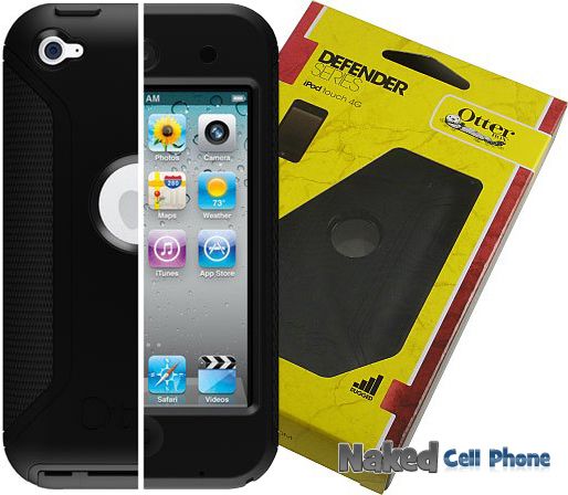 NEW OTTERBOX BLACK DEFENDER HARD CASE SOFT RUBBER SKIN FOR APPLE iPOD 