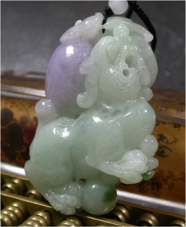 Lavender 100% Natural A Jade jadeite pendant Dragon Bat Coin 342119 