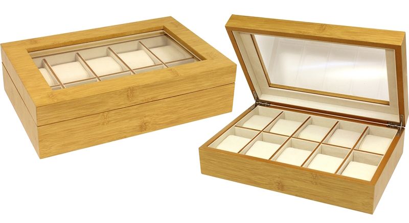 10 MENS WOODEN WATCH DISPLAY BOX JEWELRY CASE ORGANIZER  