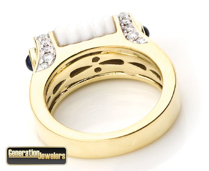 Signature Lagos Caviar Diamond Ring In 18K Yellow Gold Stunning Size 