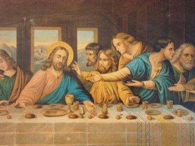 EARLY 1900s LAST SUPPER PRINT WITH GILDED WOOD FRAME  