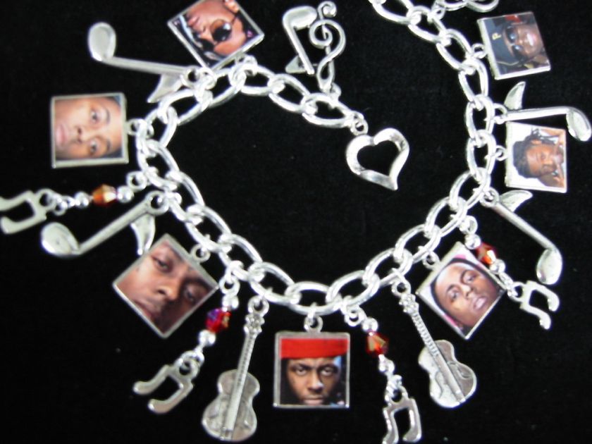 LIL WAYNE CHARM BRACELET, 7 GORGEOUS PHOTO CHARMS  