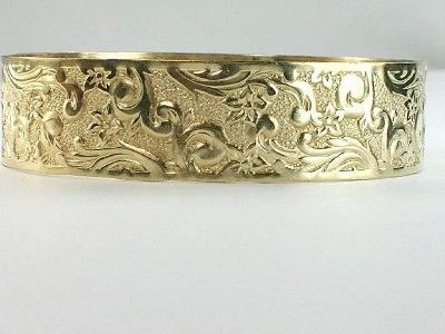 FINEST 14K GOLD FILLED 5/8 wide NUGGET TEXTURED BANGLE  