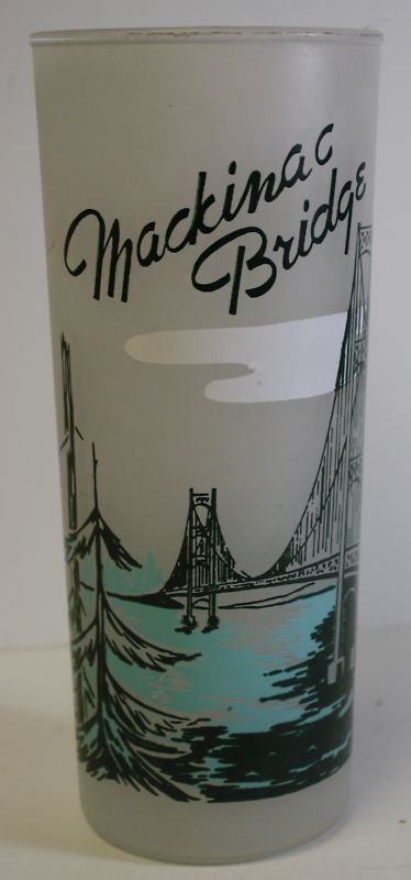 VTG Mackinac Mackinaw Bridge MI Drinking Glass 16 oz  