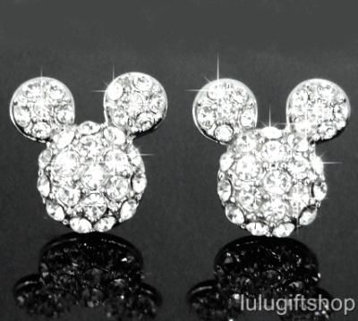 DISNEY MICKEY MOUSE STUD EARRINGS USE SWAROVSKI CRYSTAL  