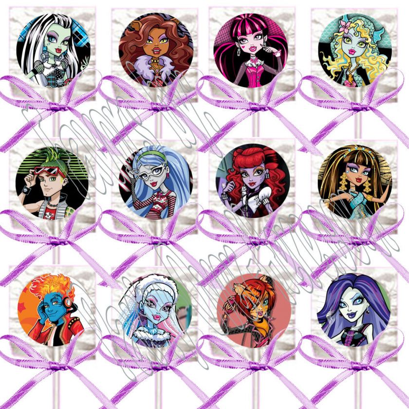 Monster High Ghoul Dolls Lollipops Suckers w/ Lavender Bows Party 