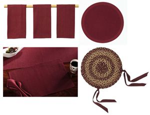 Kitchen Burgundy Napkins, Placemats, Runner, Table Mat, Tea Towels 