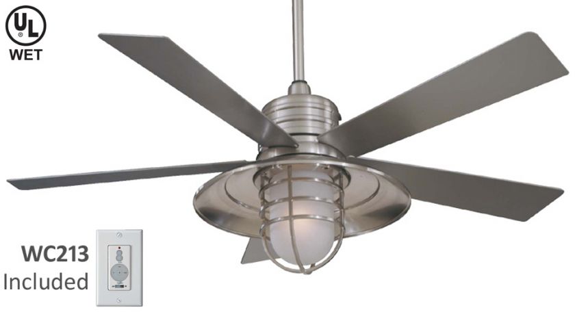 RAINMAN OUTDOOR NICKEL CEILING FAN Minka Aire F582 BNW  