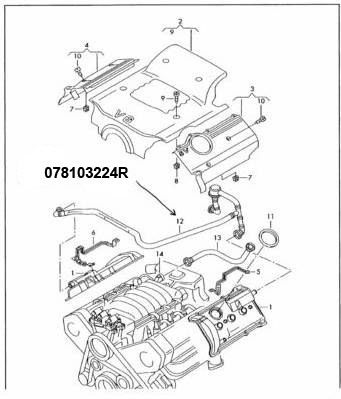 98 99 00 01 VW Volkswagen Passat Breather Hose #C105  