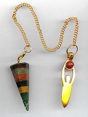 Multi Layer Jasper Goddess Pendulum   Goldtone  