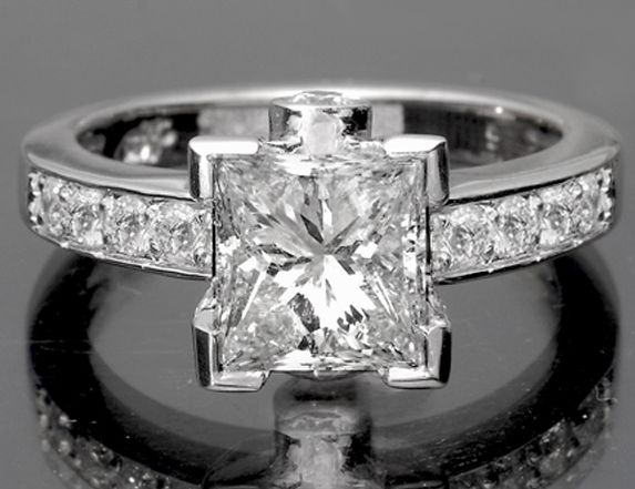 21 Ct Princess Cut Diamond Split Shank Engagement Ring Solid Gold 