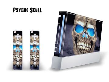   Cover Nintendo Wii Console + two Wiimote Controllers   Psycho Skull