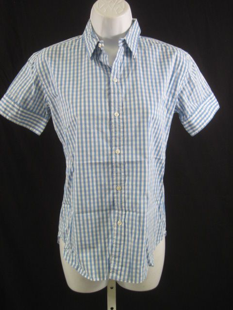 RALPH LAUREN BLACK LABEL Blue White Plaid Shirt Sz 8  