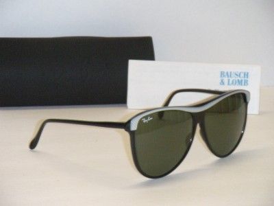 RAY BAN VINTAGE B&L USA W0350 BLACK FRAME PEARLIZED WHITE TRIM 60MM 