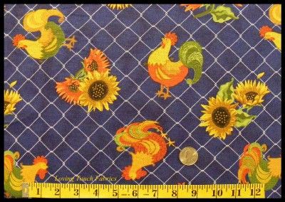 ROOSTER SUNFLOWER FABRIC 1/2 YARD  