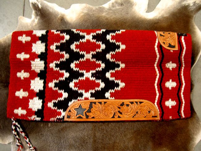 WOOL WESTERN SHOW TRAIL SADDLE BLANKET PAD BLACK BROWN HORSE TACK 