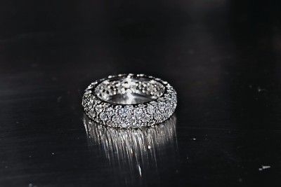 BRAND NEW STERLING SILVER 3 ROW MICRO PAVE ETERNITY ANNIVERSARY BAND 