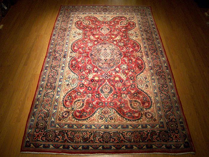 7x11 Beautiful Handmade Antique Persian Kashan Wool Rug  