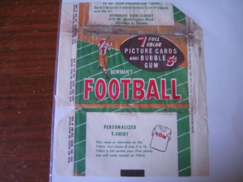 1954 Bowmans Football Trading Card and Gum Wrapper  