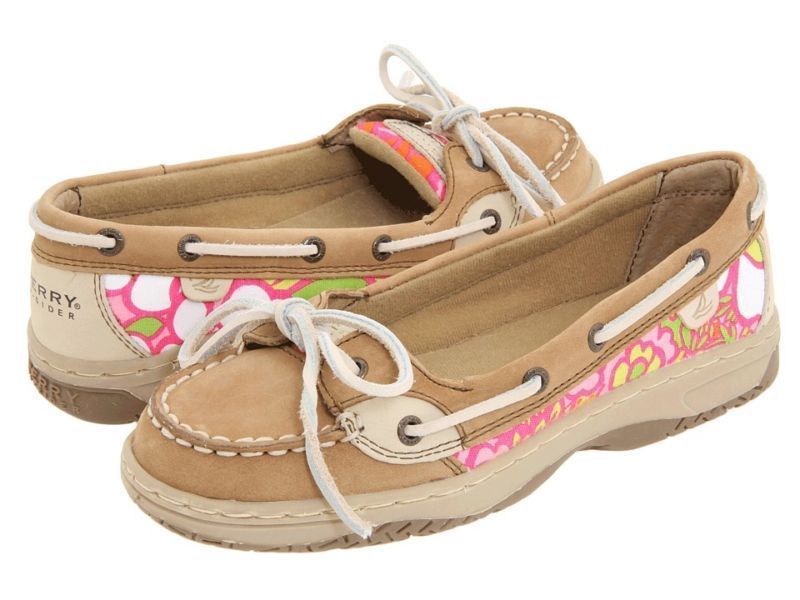 Sperry Top Sider ANGELFISH Linen XL Floral 1 eye Boat Shoes NIB Youth 