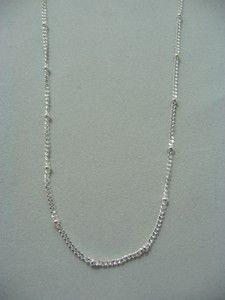 24 Light Curb 925 Sterling Silver Necklace Chain with Beads NC1155 