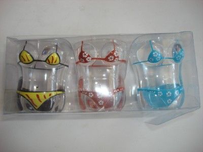 SET OF 3 SWIM SUIT BODY SHAPE SHOT PLASTIC GLASSES NEW  